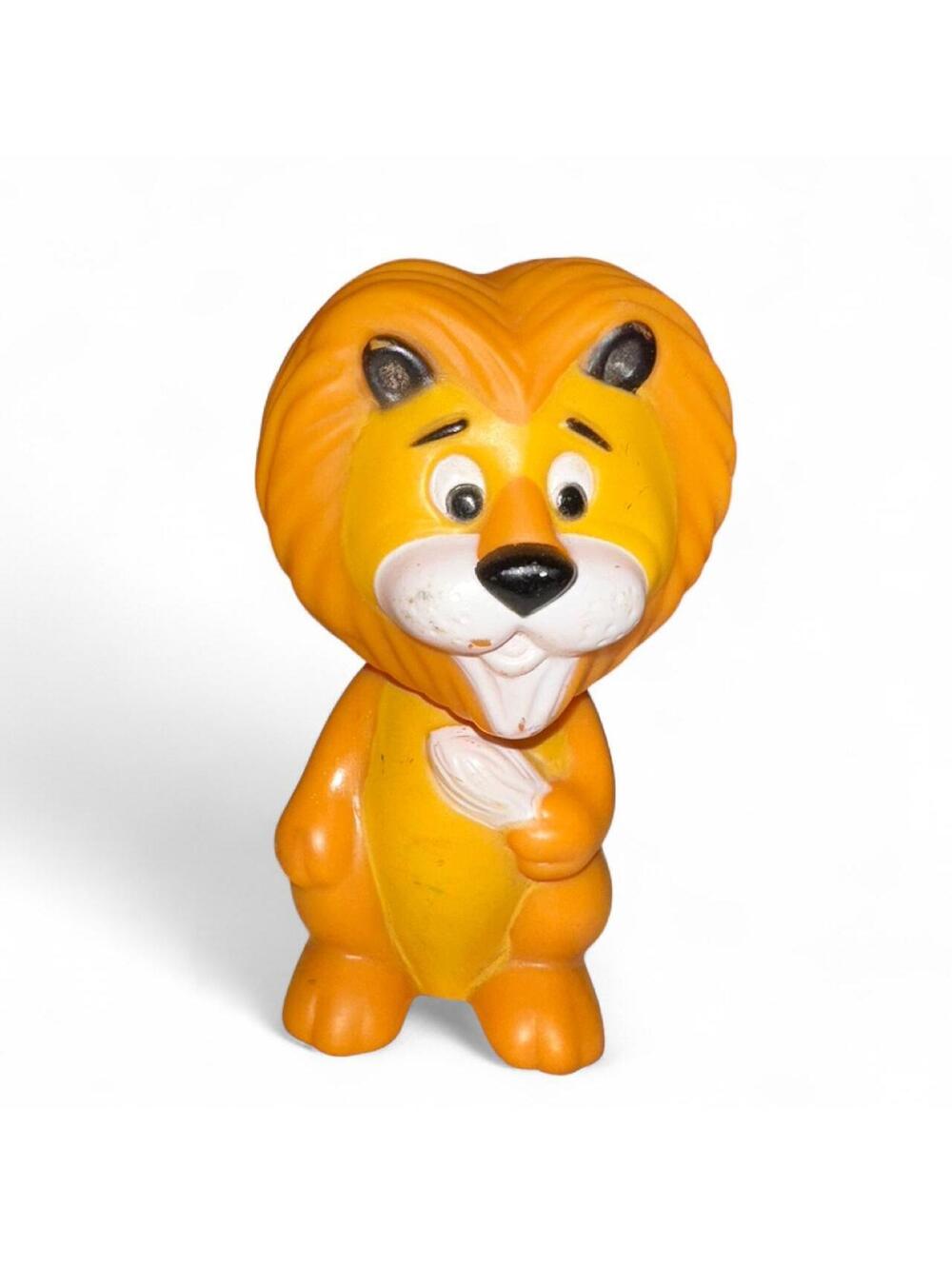 Vintage Made in Japan Lion Squeak Toy 4”+ Hollow Plastic Figure